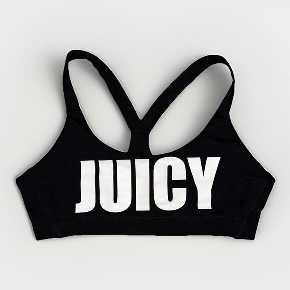 Juicy Couture Spelled Out SIZE S Black Sports Racerback Cross Back Gym Workout - Picture 1 of 6